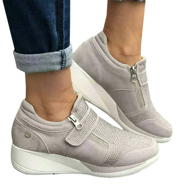 Womens Discount Flat Platform Running Shoes Non-Slip Breathable Light Sneakers 